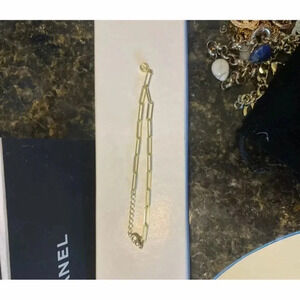 Nordstrom Jewelry Gold-Tone Brass Chain bracelet with clear dangling crystal